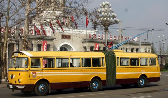 Chollima 9.25, bus 903, the oldest trolleybus still in the streets of Pyongyang